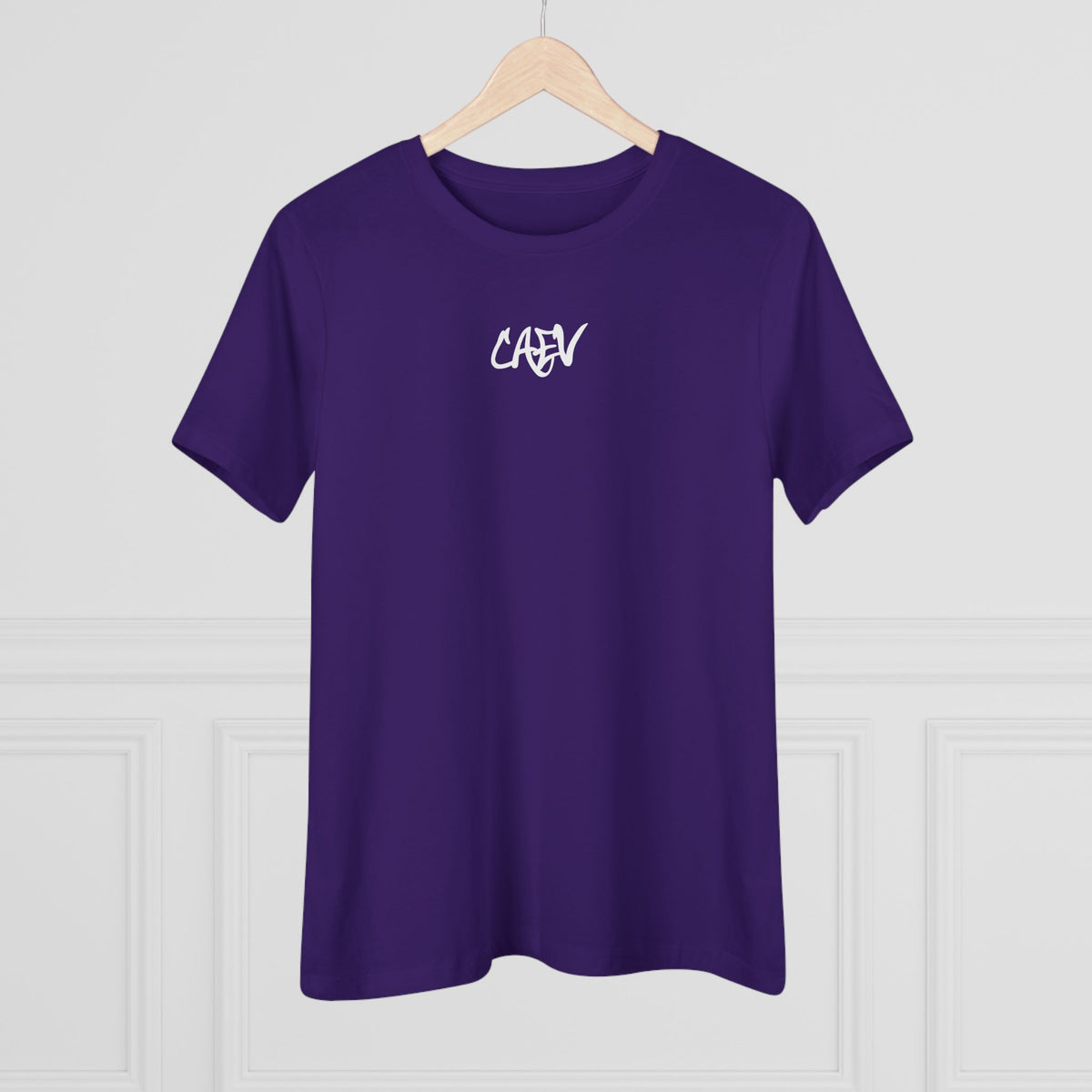 Women’s White Cotton Tee with Minimal Navy Script "Calm" – Casual Everyday Top