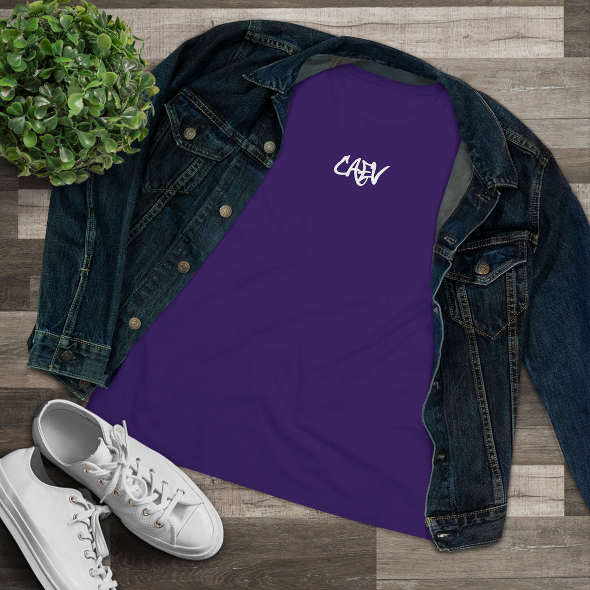 Women’s White Cotton Tee with Minimal Navy Script "Calm" – Casual Everyday Top