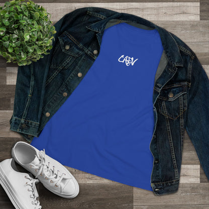 Women’s White Cotton Tee with Minimal Navy Script "Calm" – Casual Everyday Top