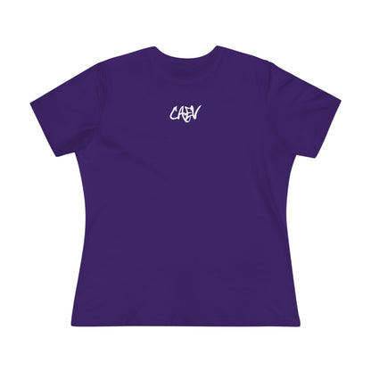 Women’s White Cotton Tee with Minimal Navy Script "Calm" – Casual Everyday Top