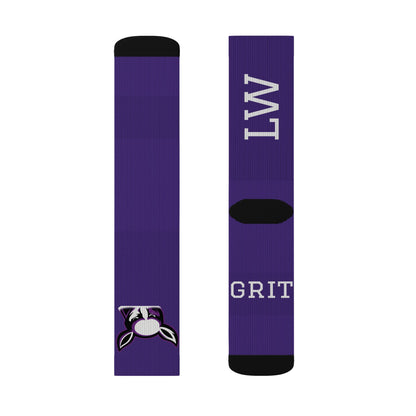 Purple Custom Team Sublimation Socks — 'GRIT' KANGS Crew Socks (Personalize Initials)