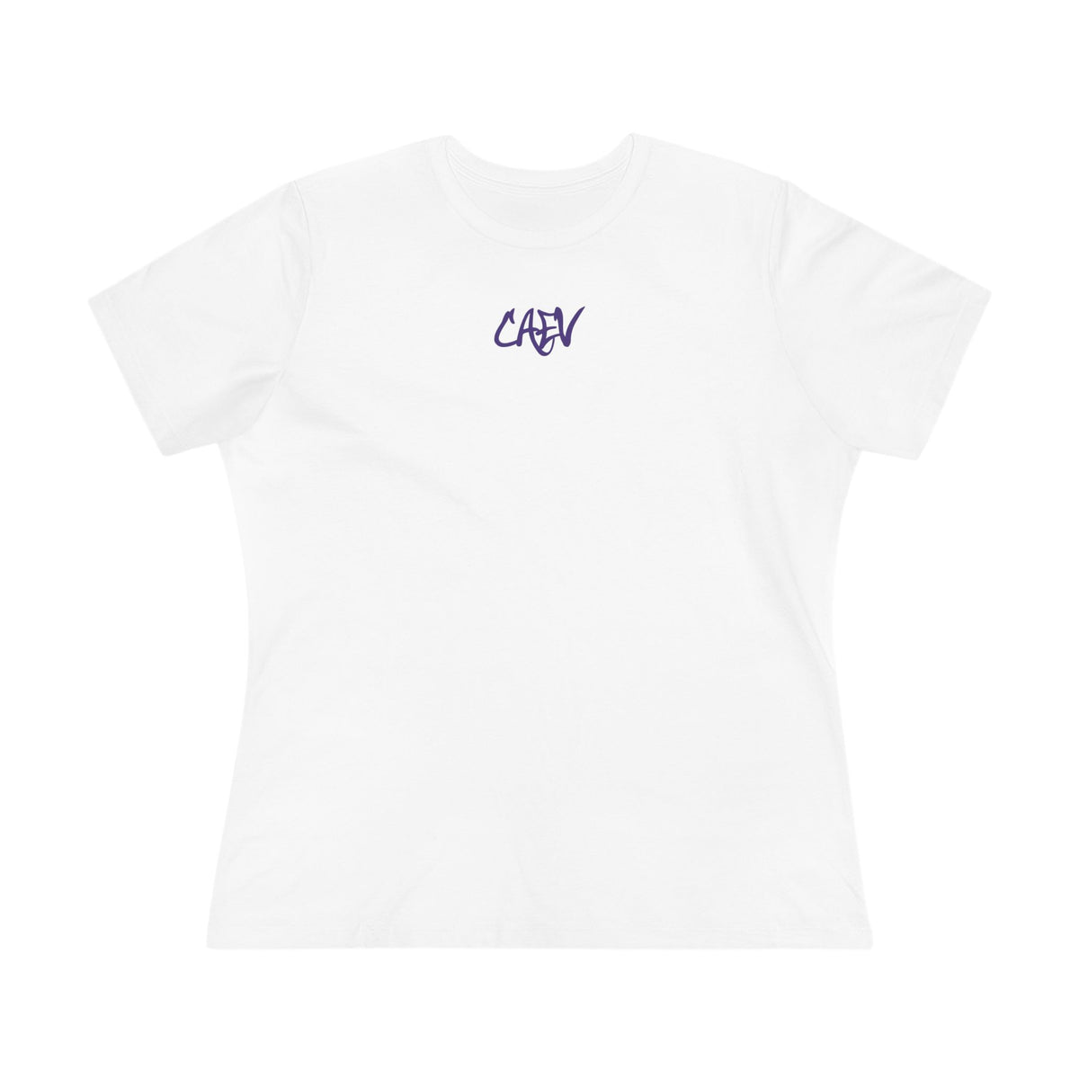Women’s White Cotton Tee with Minimal Navy Script "Calm" – Casual Everyday Top