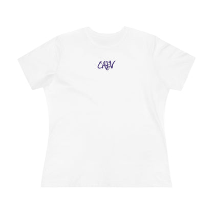 Women’s White Cotton Tee with Minimal Navy Script "Calm" – Casual Everyday Top
