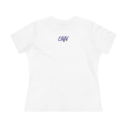 Women’s White Cotton Tee with Minimal Navy Script "Calm" – Casual Everyday Top