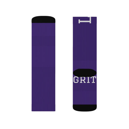 Purple Custom Team Sublimation Socks — 'GRIT' KANGS Crew Socks (Personalize Initials)