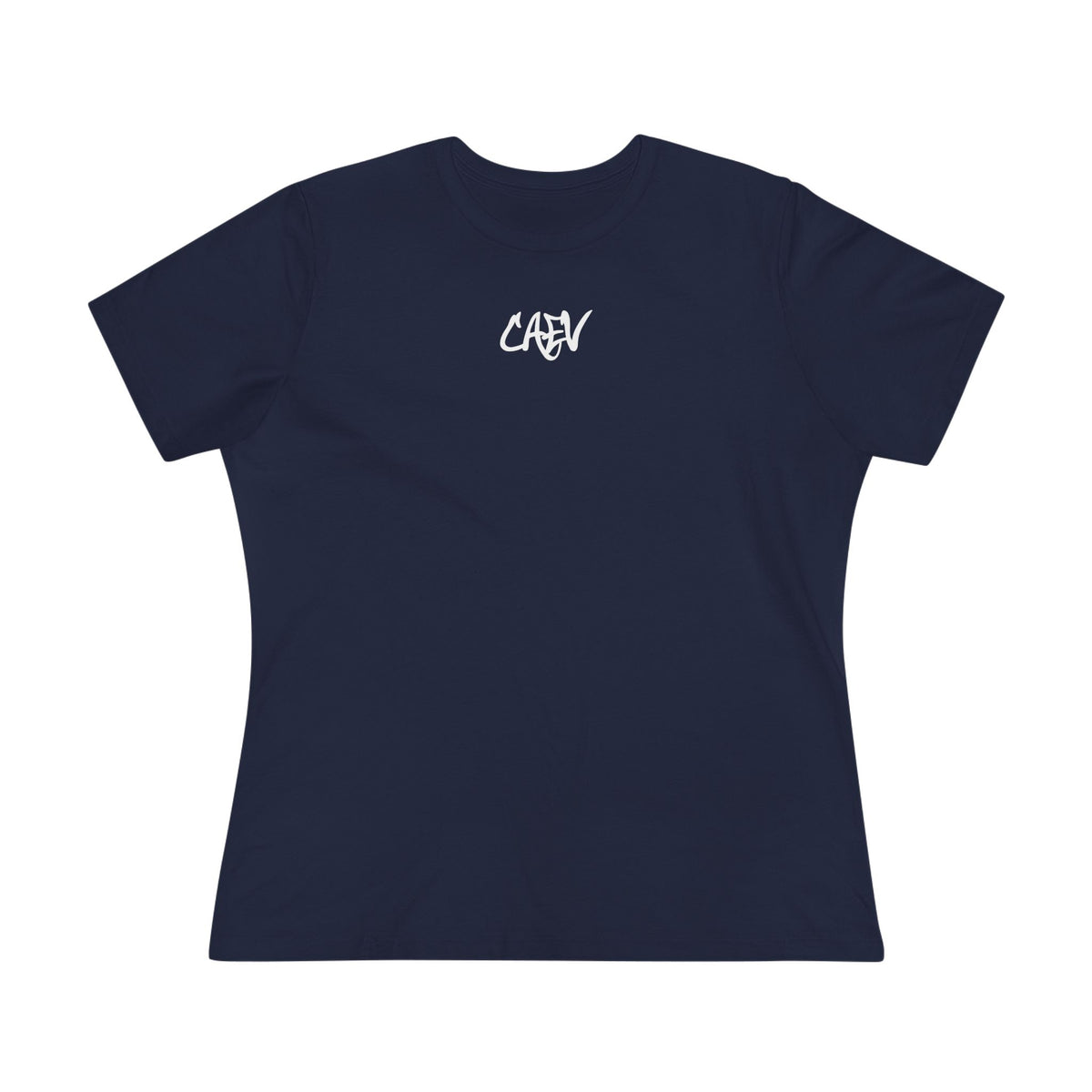 Women’s White Cotton Tee with Minimal Navy Script "Calm" – Casual Everyday Top