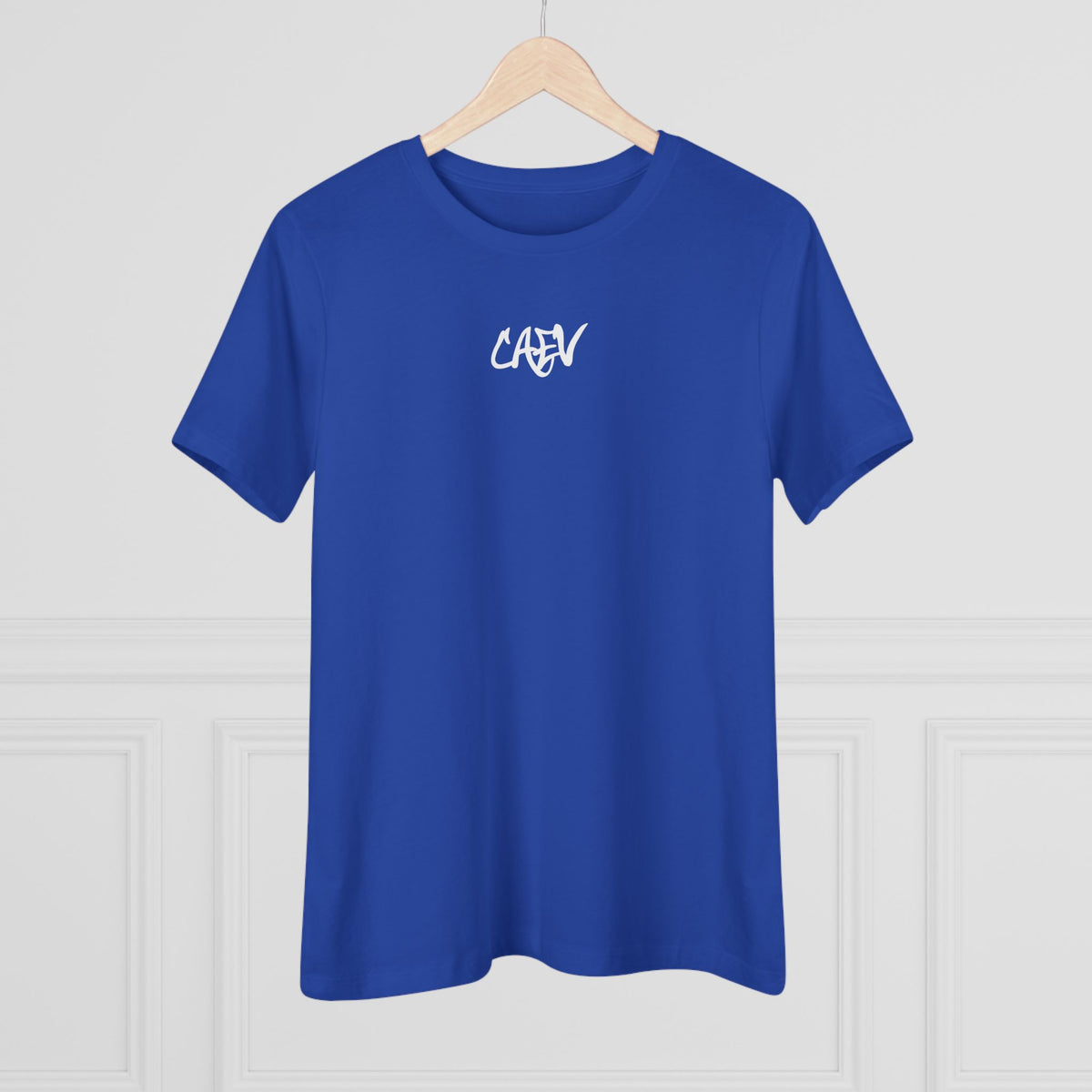 Women’s White Cotton Tee with Minimal Navy Script "Calm" – Casual Everyday Top