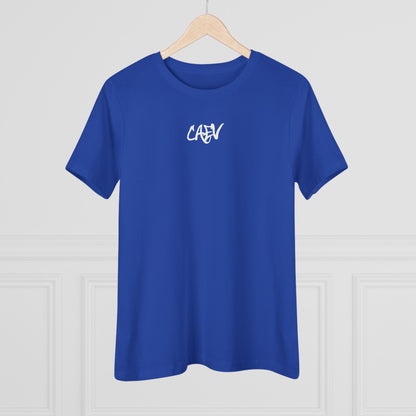 Women’s White Cotton Tee with Minimal Navy Script "Calm" – Casual Everyday Top