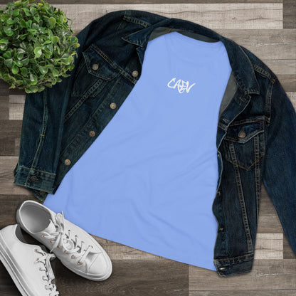 Women’s White Cotton Tee with Minimal Navy Script "Calm" – Casual Everyday Top