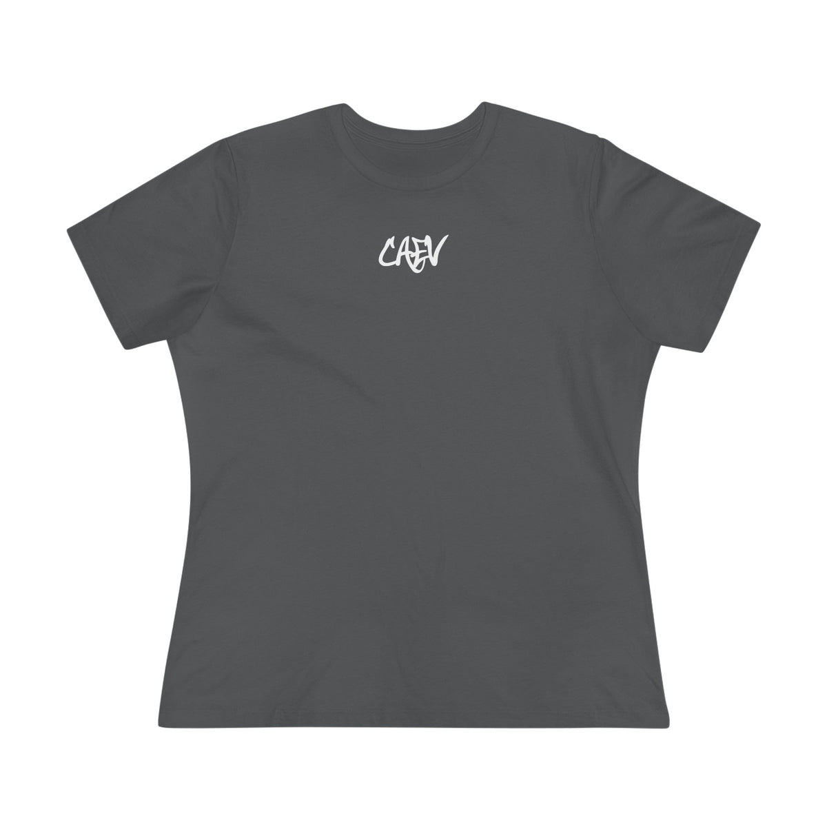 Women’s White Cotton Tee with Minimal Navy Script "Calm" – Casual Everyday Top