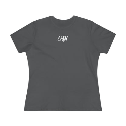 Women’s White Cotton Tee with Minimal Navy Script "Calm" – Casual Everyday Top