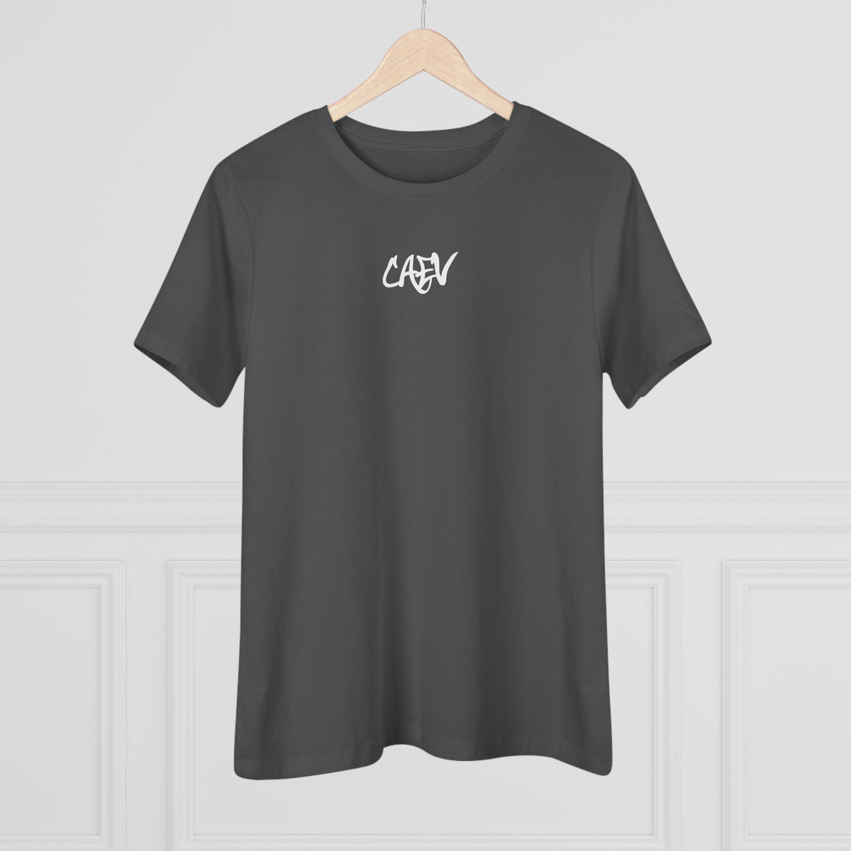 Women’s White Cotton Tee with Minimal Navy Script "Calm" – Casual Everyday Top