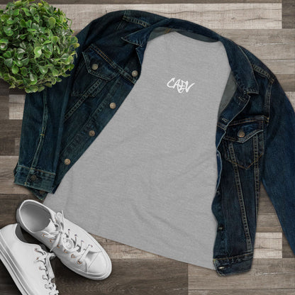 Women’s White Cotton Tee with Minimal Navy Script "Calm" – Casual Everyday Top