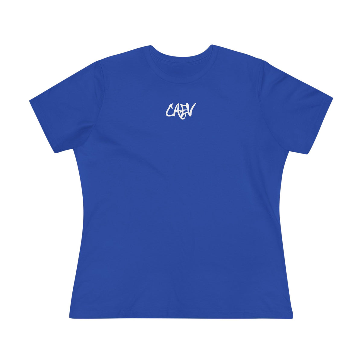 Women’s White Cotton Tee with Minimal Navy Script "Calm" – Casual Everyday Top