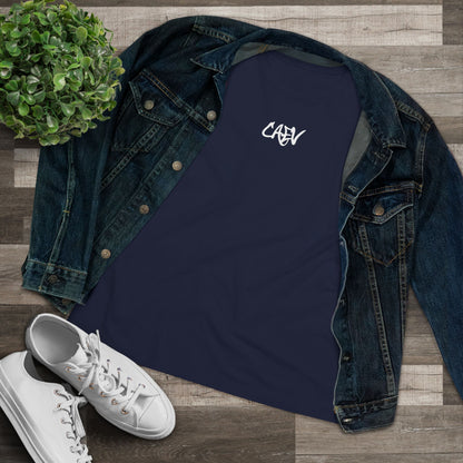 Women’s White Cotton Tee with Minimal Navy Script "Calm" – Casual Everyday Top