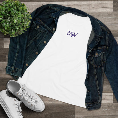 Women’s White Cotton Tee with Minimal Navy Script "Calm" – Casual Everyday Top