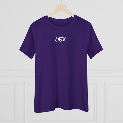 Women’s White Cotton Tee with Minimal Navy Script "Calm" – Casual Everyday Top