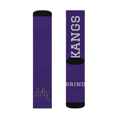 Purple Custom Team Sublimation Socks — 'GRIT' KANGS Crew Socks (Personalize Initials)
