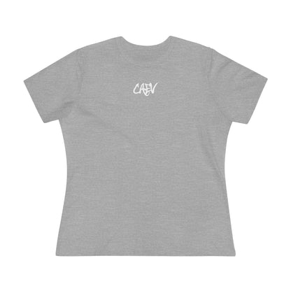 Women’s White Cotton Tee with Minimal Navy Script "Calm" – Casual Everyday Top