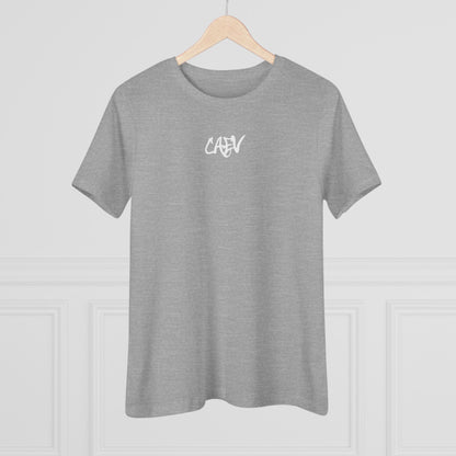 Women’s White Cotton Tee with Minimal Navy Script "Calm" – Casual Everyday Top