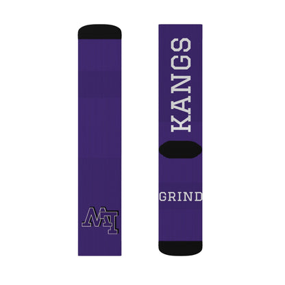 Purple Custom Team Sublimation Socks — 'GRIT' KANGS Crew Socks (Personalize Initials)