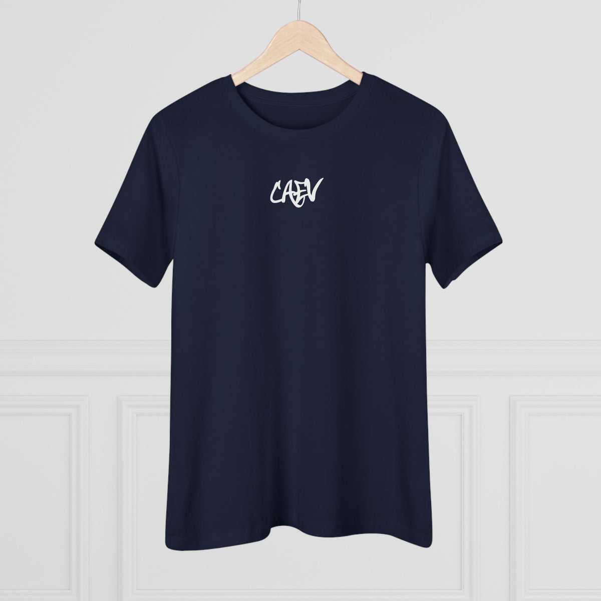 Women’s White Cotton Tee with Minimal Navy Script "Calm" – Casual Everyday Top