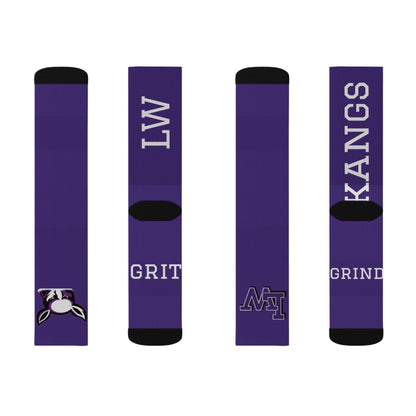 Purple Custom Team Sublimation Socks — 'GRIT' KANGS Crew Socks (Personalize Initials)