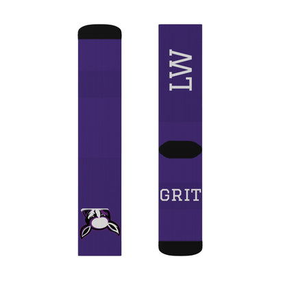 Purple Custom Team Sublimation Socks — 'GRIT' KANGS Crew Socks (Personalize Initials)