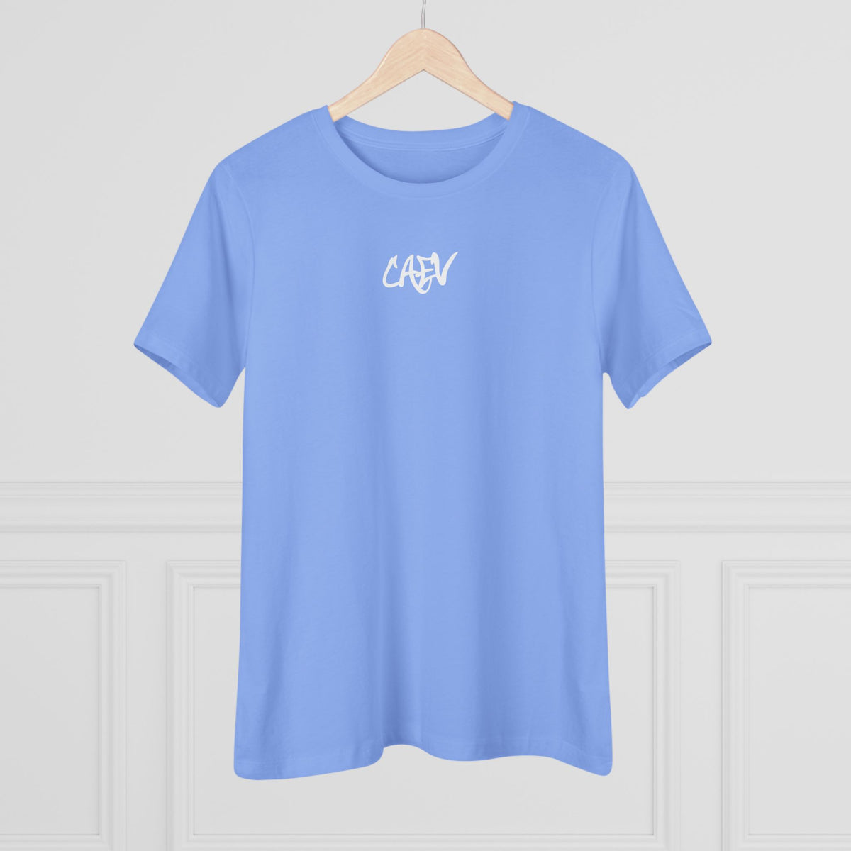 Women’s White Cotton Tee with Minimal Navy Script "Calm" – Casual Everyday Top